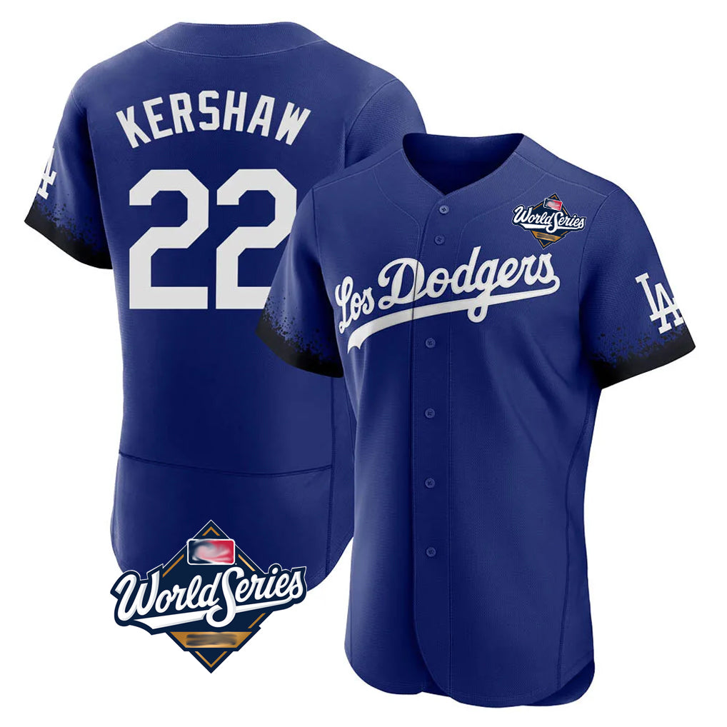 STECN LA.Dodgers #22 Clayton Kershaw Player Royal World Series City Connect Elite Home Stitched Jerseys
