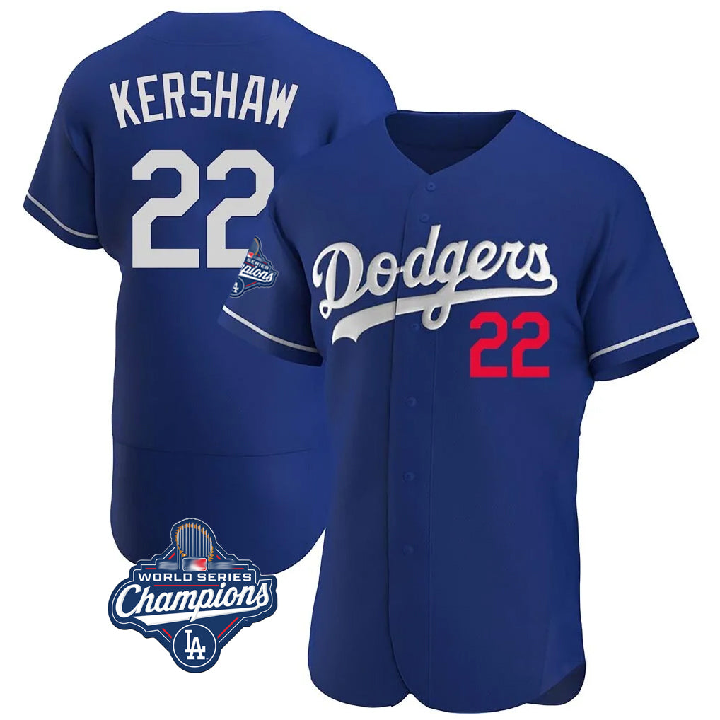 STECN LA.Dodgers #22 Clayton Kershaw Player Royal World Series Meet Limited Elite Home Stitched Jerseys
