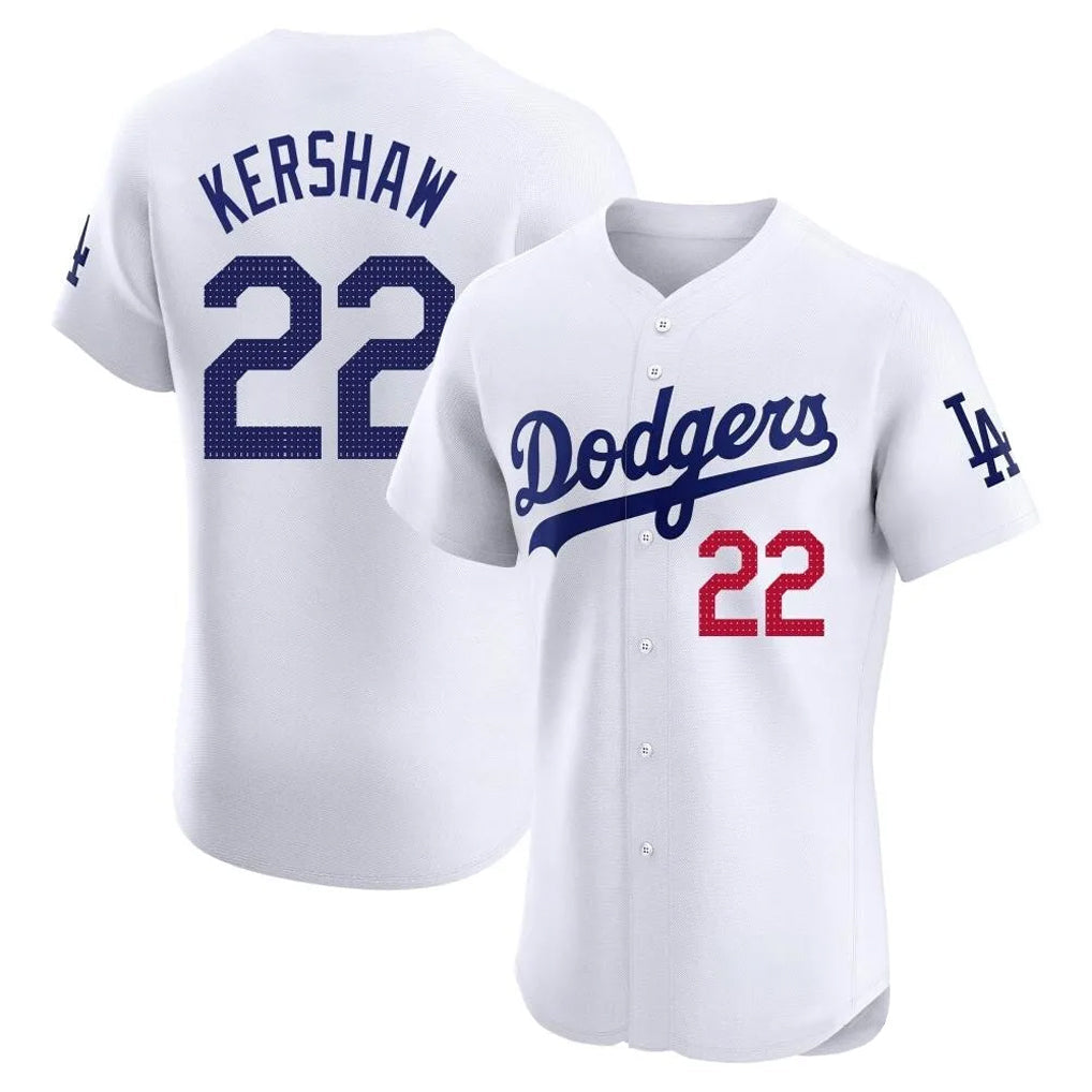 STECN LA.Dodgers #22 Clayton Kershaw Player White Limited Elite Stitched Jerseys