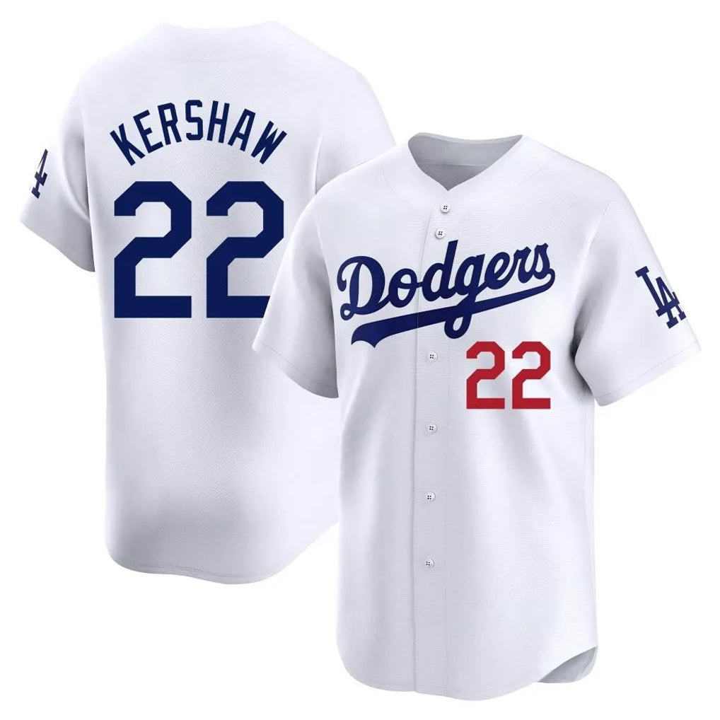 STECN LA.Dodgers #22 Clayton Kershaw Player White Limited Home Stitched Jerseys