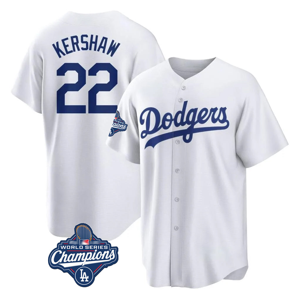 STECN LA.Dodgers #22 Clayton Kershaw Player White World Series Meet Game Home Stitched Jerseys