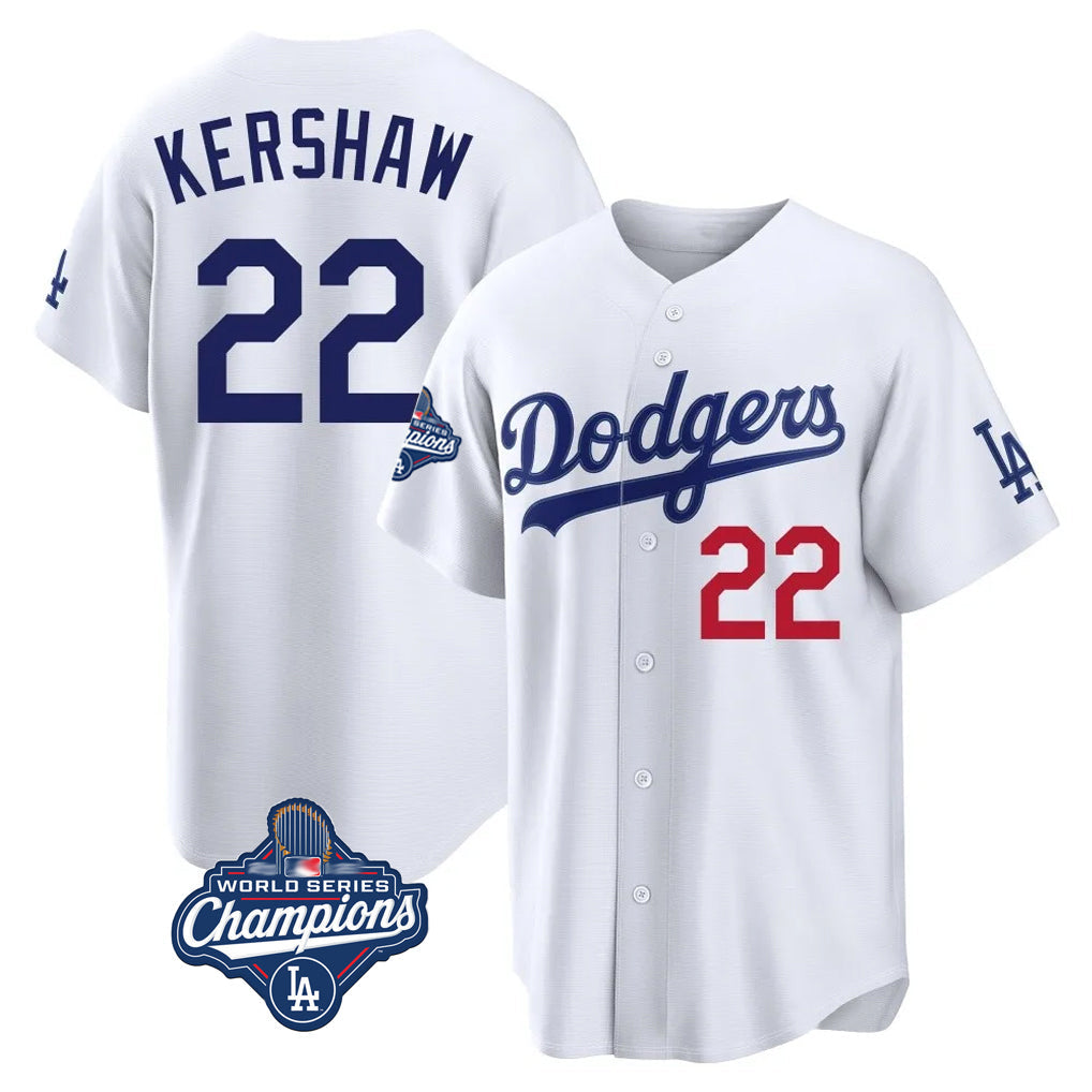 STECN LA.Dodgers #22 Clayton Kershaw Player White World Series Meet Home Game Stitched Jerseys