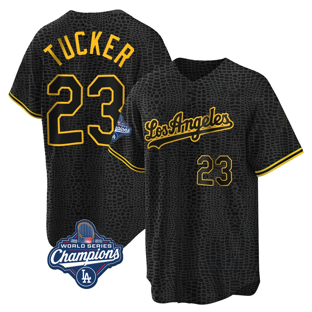STECN LA.Dodgers #23 Kyle Tucker Player Black Gold World Series Meet Limited Home Stitched Jerseys