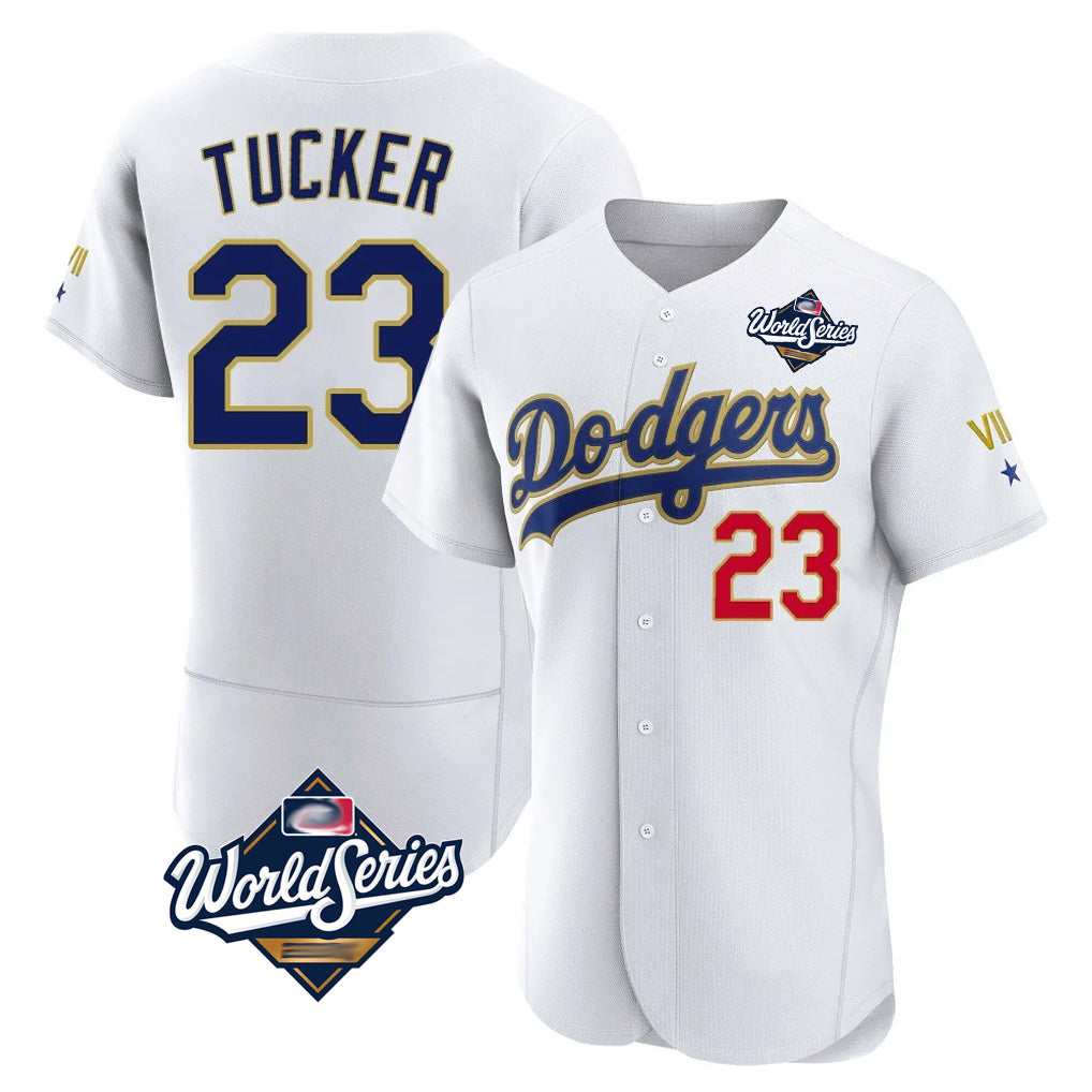 STECN LA.Dodgers #23 Kyle Tucker Player Gold White World Series 2026 Collection Stadium Limited Elite Stitched Jerseys