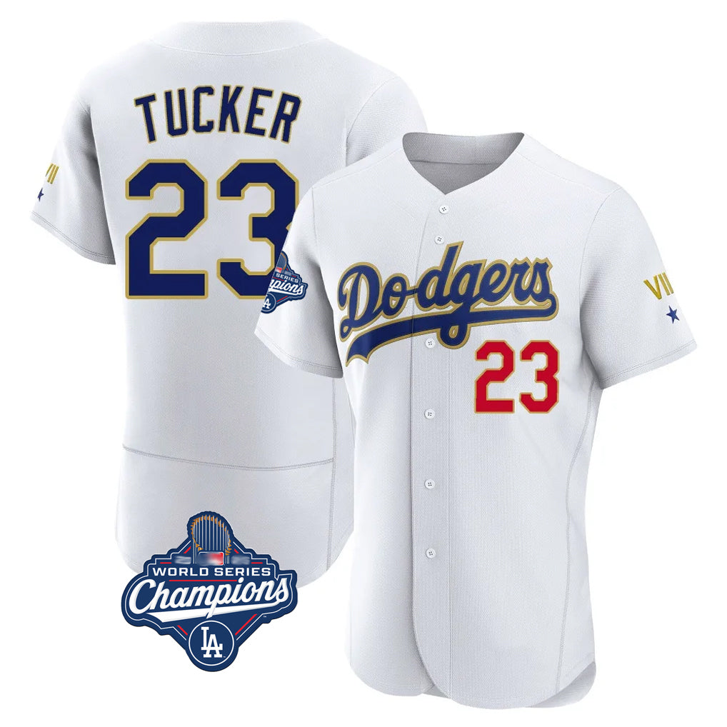 STECN LA.Dodgers #23 Kyle Tucker Player Gold White World Series Meet 2026 Collection Stadium Limited Elite Stitched Jerseys