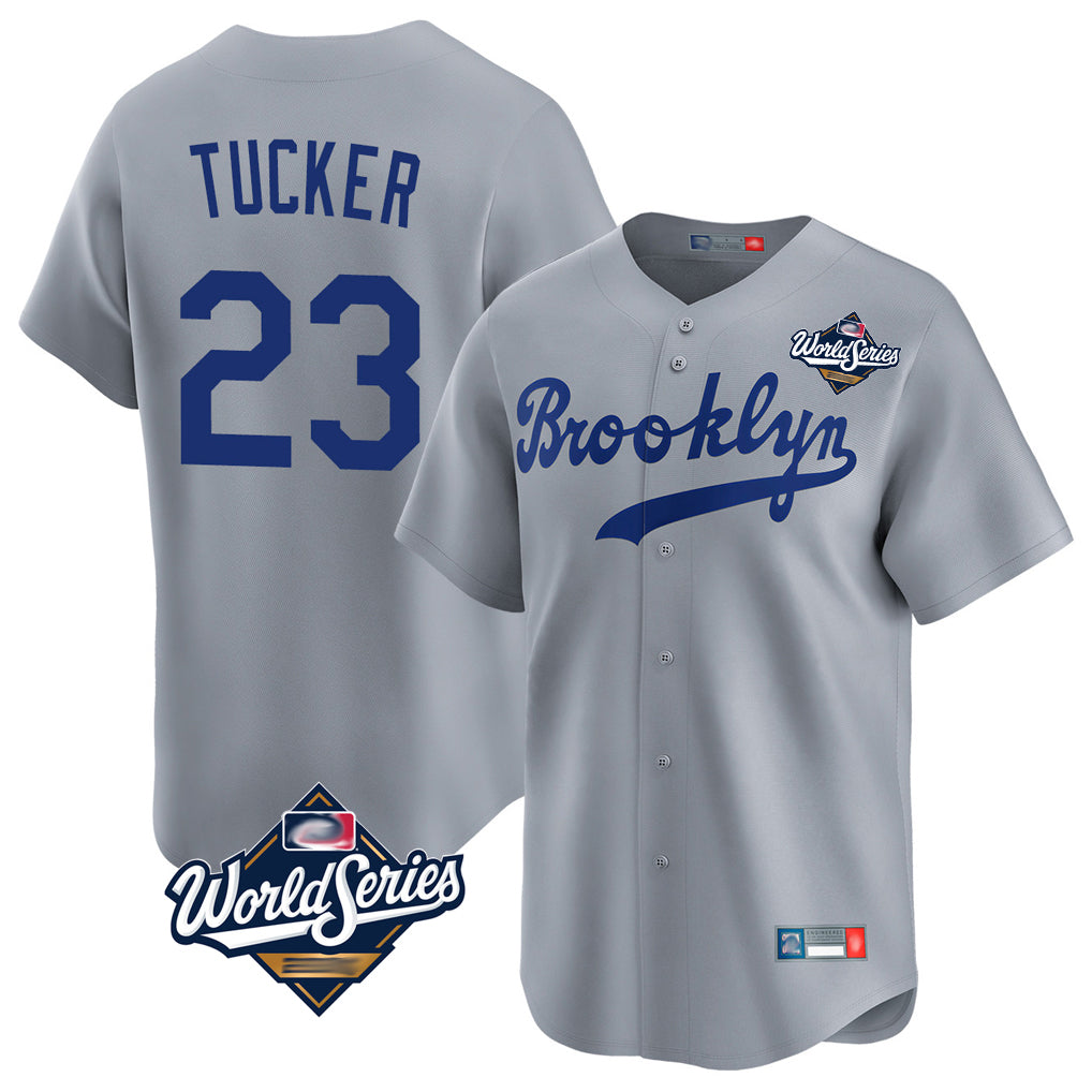STECN LA.Dodgers #23 Kyle Tucker Player Gray World Series Game Limited Home Stitched Jerseys