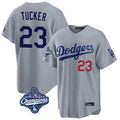 STECN LA.Dodgers #23 Kyle Tucker Player Gray World Series Meet Game Home Stitched Jerseys