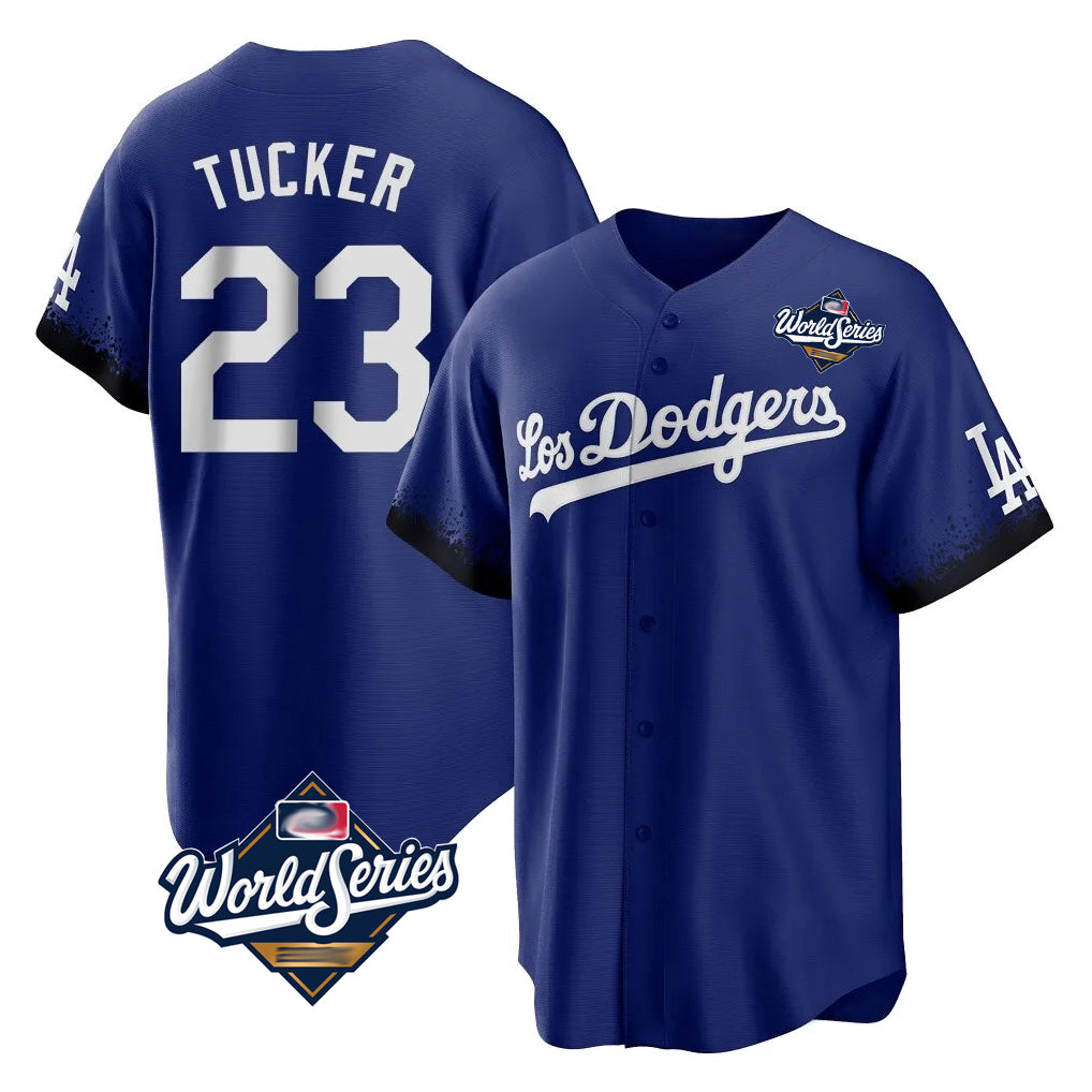 STECN LA.Dodgers #23 Kyle Tucker Player Royal World Series City Connect Home Game Stitched Jerseys