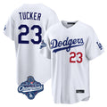 STECN LA.Dodgers #23 Kyle Tucker Player White World Series Meet Home Game Stitched Jerseys