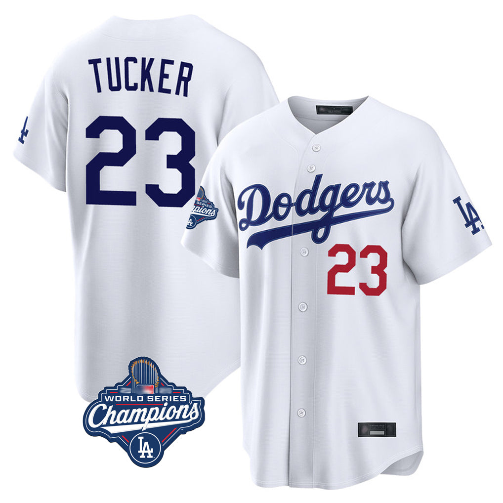STECN LA.Dodgers #23 Kyle Tucker Player White World Series Meet Home Game Stitched Jerseys