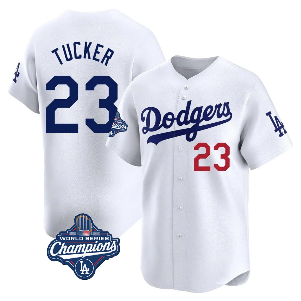 STECN LA.Dodgers #23 Kyle Tucker Player White World Series Meet Limited Home Stitched Jerseys