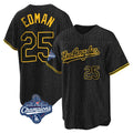 STECN LA.Dodgers #25 Tommy Edman Player Black World Series Meet Snake Skin City Game Home Stitched Jerseys