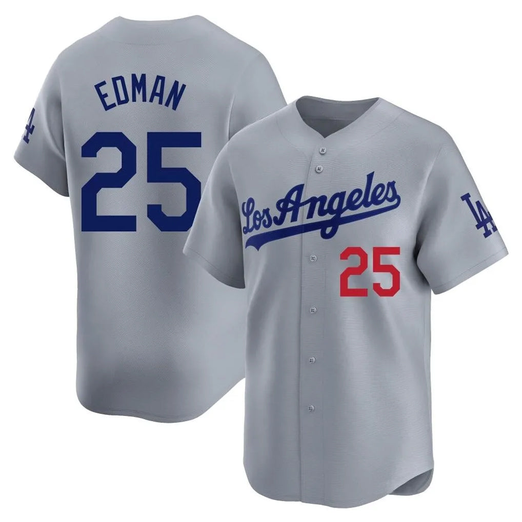 STECN LA.Dodgers #25 Tommy Edman Player Gray Limited Home Stitched Jerseys