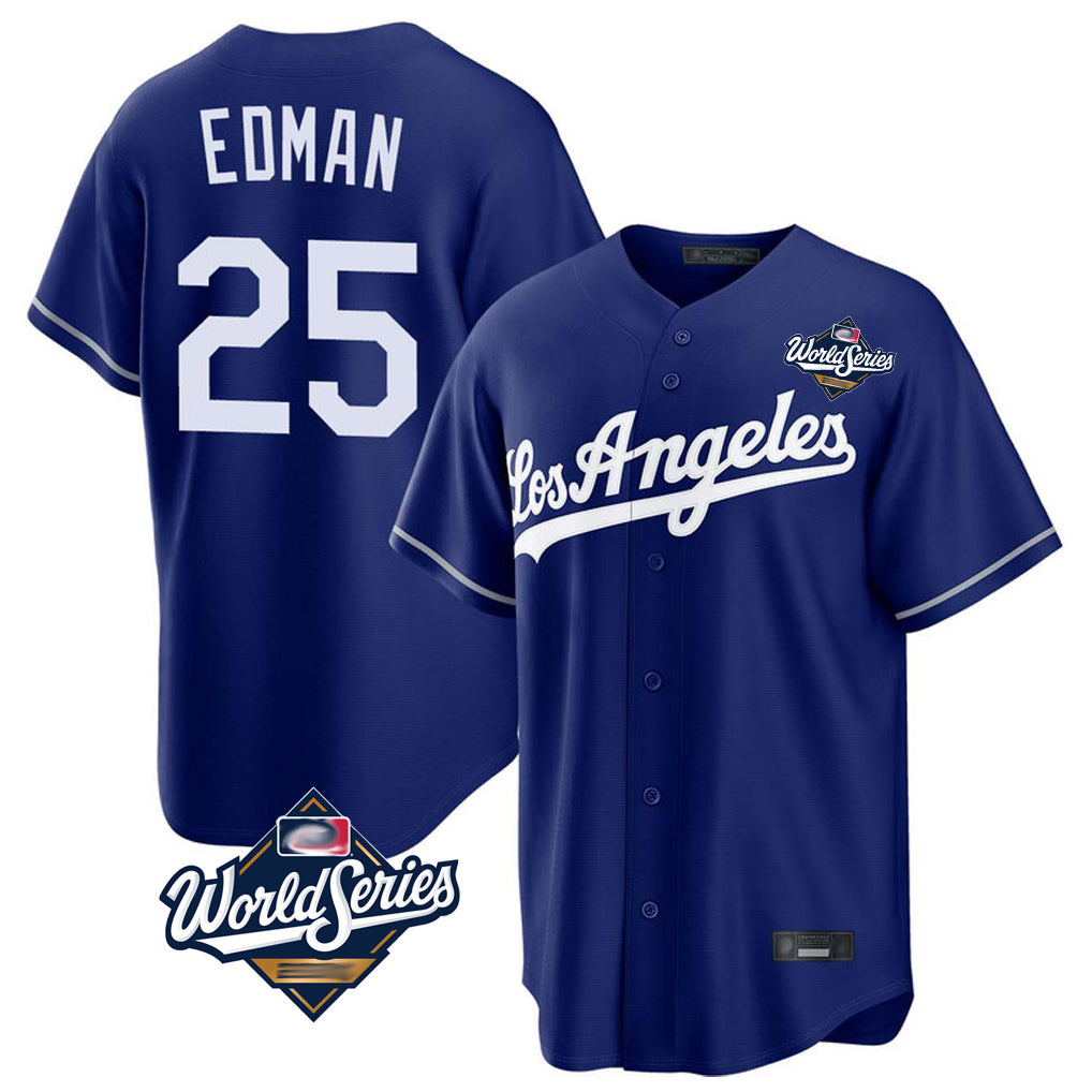 STECN LA.Dodgers #25 Tommy Edman Player Royal World Series Game Stitched Jerseys