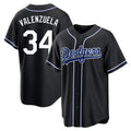 STECN LA.Dodgers #34 Fernando Valenzuela Player Black Carbon Limited Home Stitched Jerseys