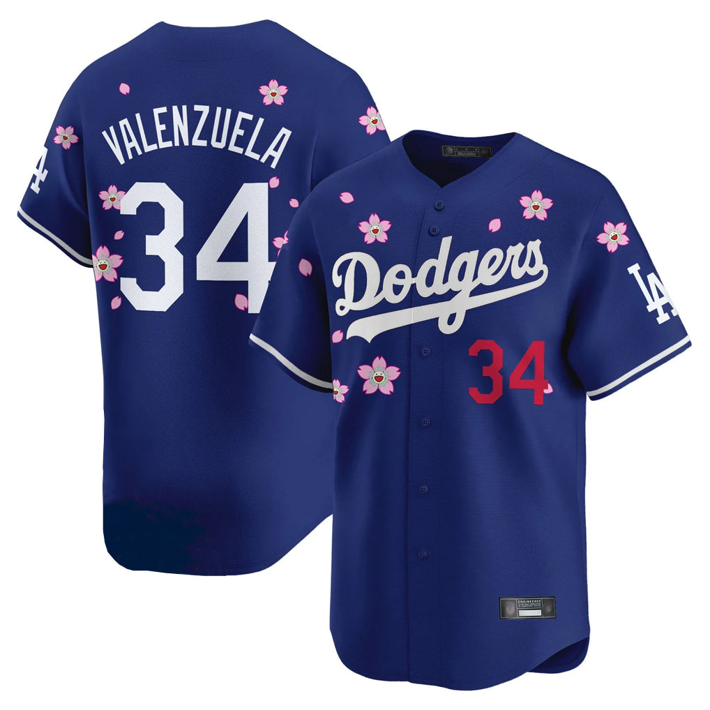 STECN LA.Dodgers #34 Fernando Valenzuela Player Royal Tokyo Series Vapor Premier Limited Stitched Jerseys