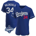 STECN LA.Dodgers #34 Fernando Valenzuela Player Royal World Series Meet Limited Elite Home Stitched Jerseys