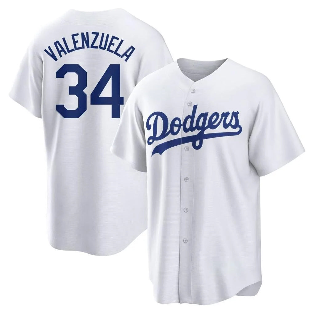 STECN LA.Dodgers #34 Fernando Valenzuela Player White Game Home Stitched Jerseys