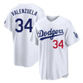 STECN LA.Dodgers #34 Fernando Valenzuela Player White Home Game Stitched Jerseys