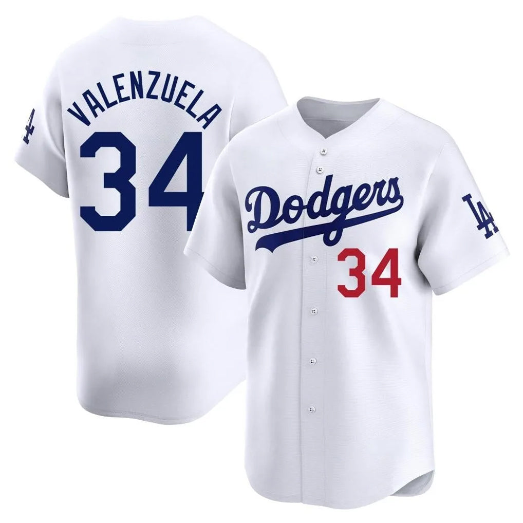 STECN LA.Dodgers #34 Fernando Valenzuela Player White Limited Home Stitched Jerseys