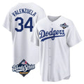 STECN LA.Dodgers #34 Fernando Valenzuela Player White World Series Game Home Stitched Jerseys