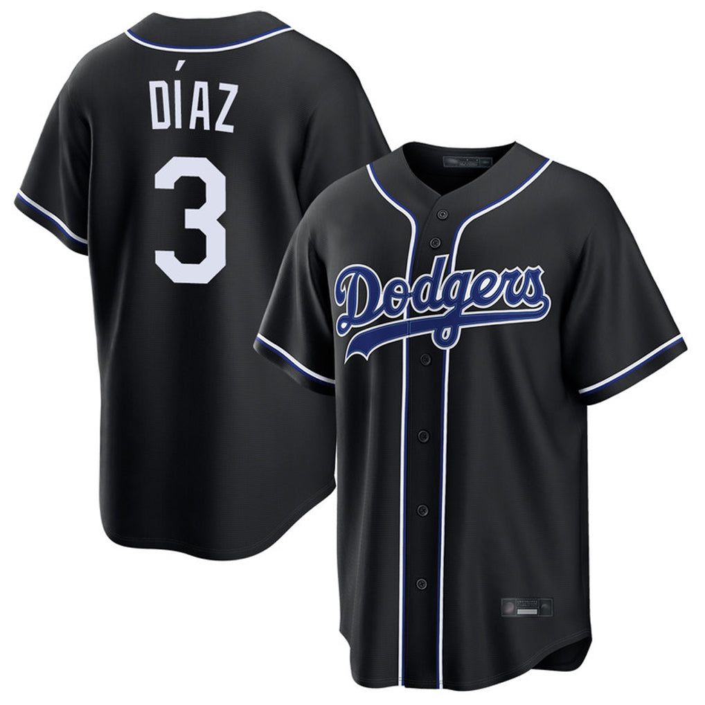 STECN LA.Dodgers #3 Edwin D¡§aaz Player Black Carbon Limited Home Stitched Jerseys