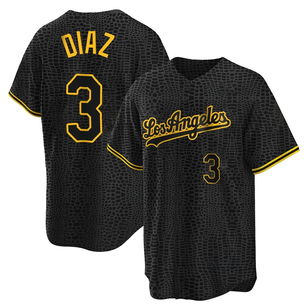 STECN LA.Dodgers #3 Edwin D¡§aaz Player Black Gold Limited Home Stitched Jerseys