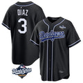 STECN LA.Dodgers #3 Edwin D¡§aaz Player Black World Series Carbon Limited Home Stitched Jerseys