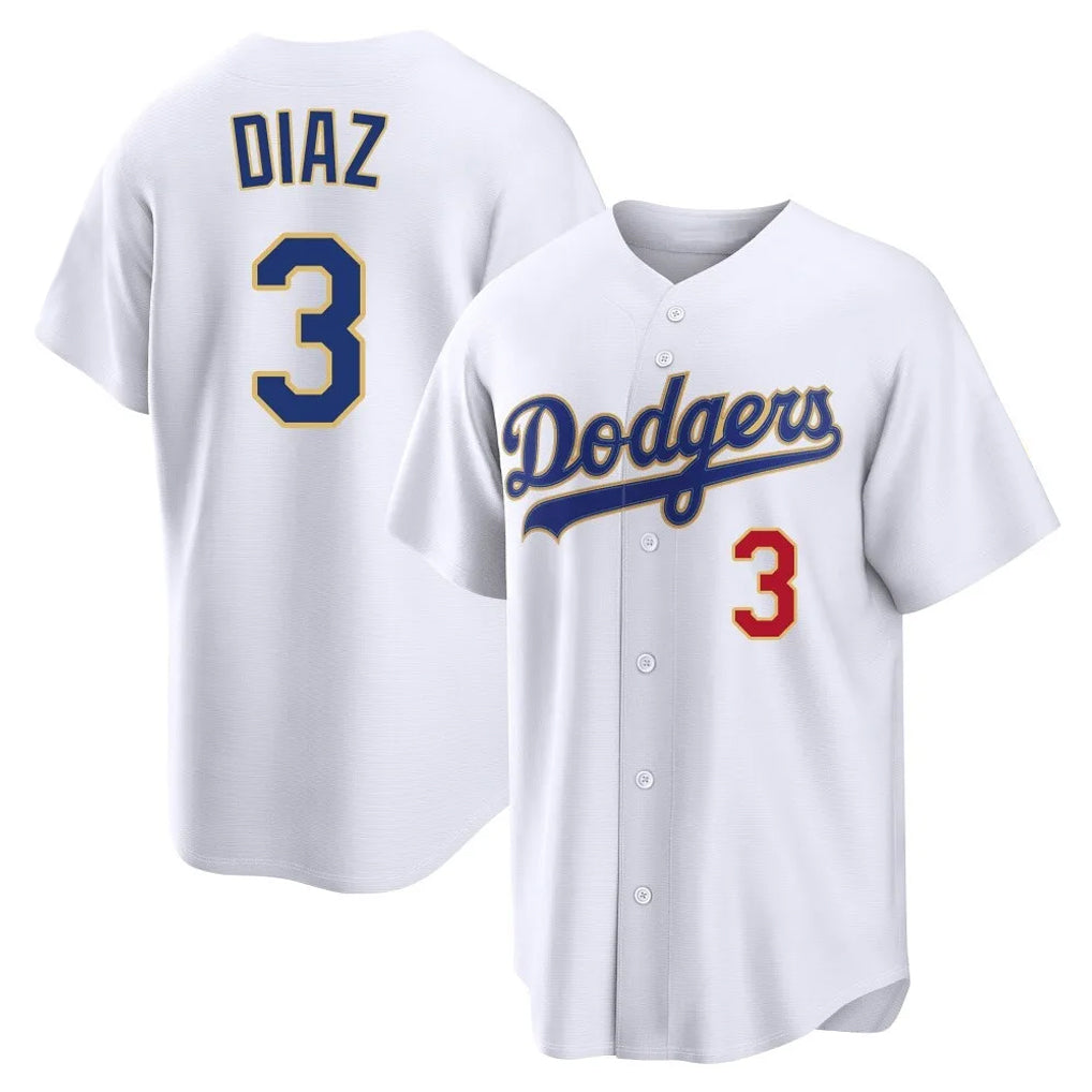 STECN LA.Dodgers #3 Edwin D¡§aaz Player Gold White 2026 Collection Stadium Limited Stitched Jerseys