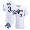 STECN LA.Dodgers #3 Edwin D¡§aaz Player Gold White World Series Meet 2026 Collection Stadium Limited Elite Stitched Jerseys