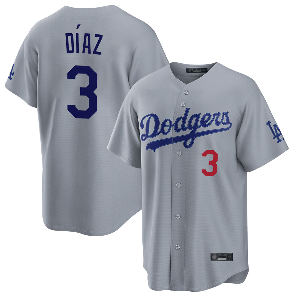STECN LA.Dodgers #3 Edwin D¡§aaz Player Gray Game Home Stitched Jerseys