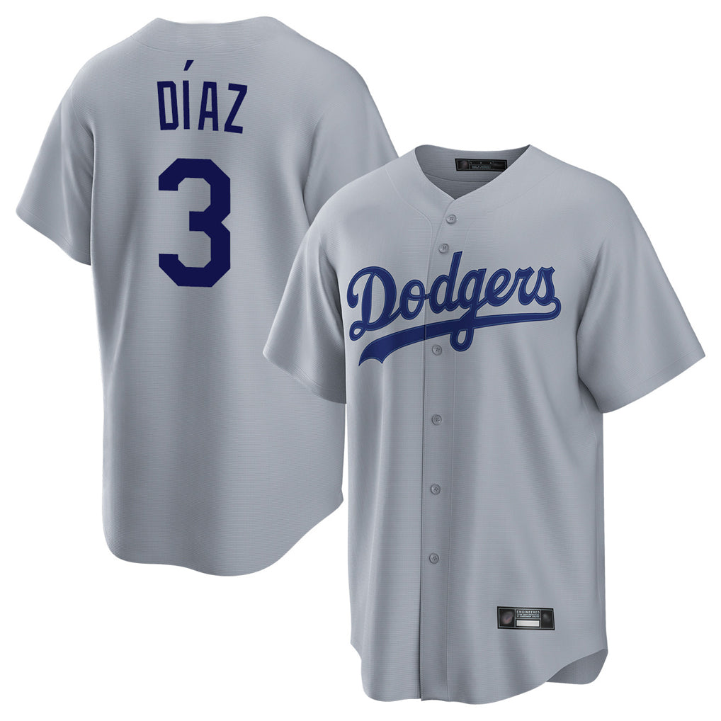 STECN LA.Dodgers #3 Edwin D¡§aaz Player Gray Game Stitched Jerseys