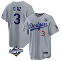 STECN LA.Dodgers #3 Edwin D¡§aaz Player Gray World Series Game Home Stitched Jerseys