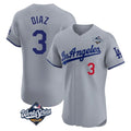 STECN LA.Dodgers #3 Edwin D¡§aaz Player Gray World Series Limited Elite Home Stitched Jerseys