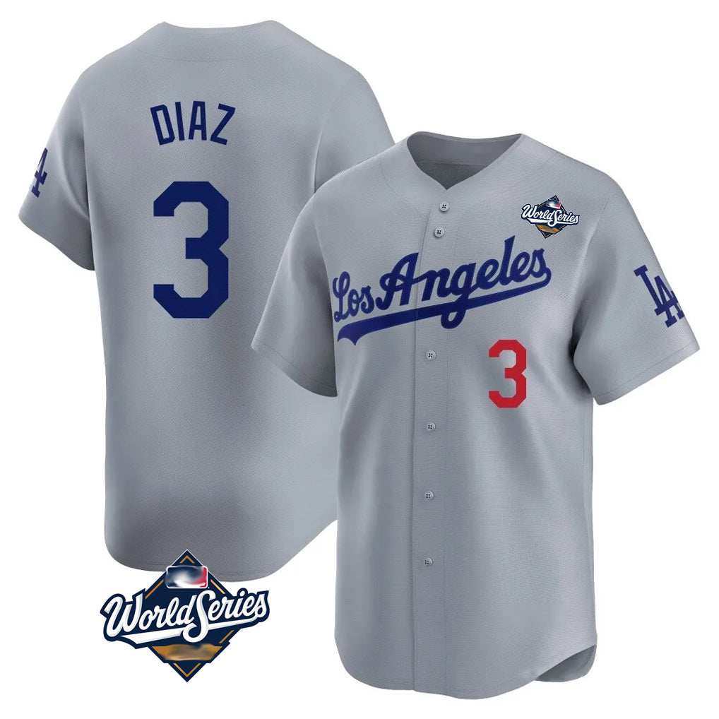 STECN LA.Dodgers #3 Edwin D¡§aaz Player Gray World Series Limited Home Stitched Jerseys