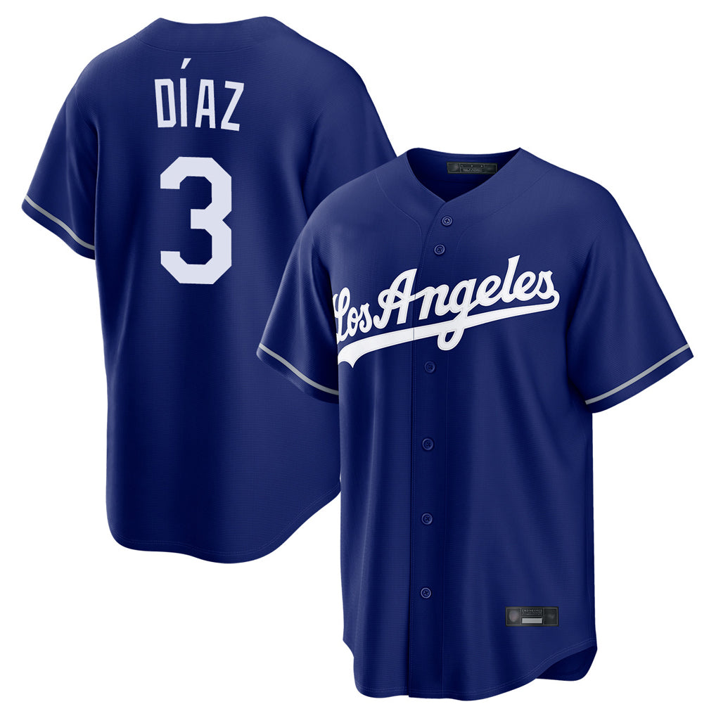 STECN LA.Dodgers #3 Edwin D¡§aaz Player Royal Game Stitched Jerseys