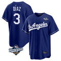 STECN LA.Dodgers #3 Edwin D¡§aaz Player Royal World Series Game Stitched Jerseys