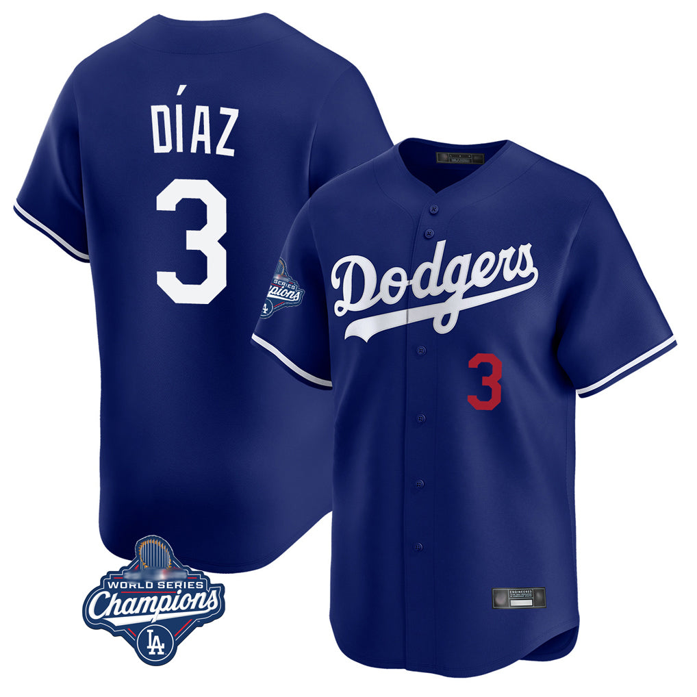 STECN LA.Dodgers #3 Edwin D¡§aaz Player Royal World Series Meet Limited Home Stitched Jerseys