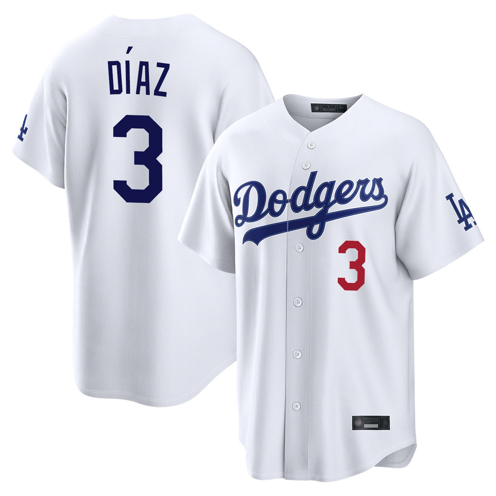 STECN LA.Dodgers #3 Edwin D¡§aaz Player White Home Game Stitched Jerseys