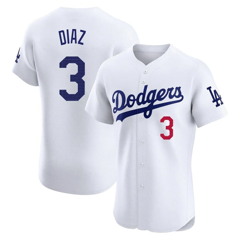 STECN LA.Dodgers #3 Edwin D¡§aaz Player White Limited Elite Home Stitched Jerseys
