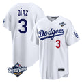 STECN LA.Dodgers #3 Edwin D¡§aaz Player White World Series Home Game Stitched Jerseys
