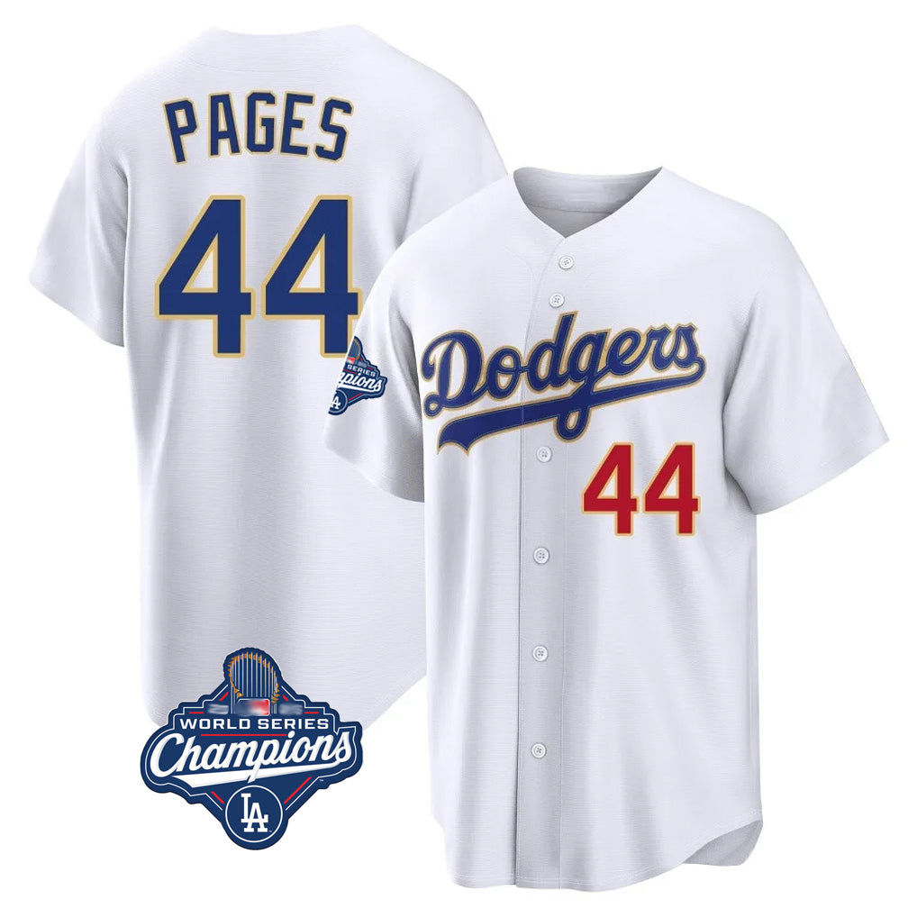STECN LA.Dodgers #44 Andy Pages Player Gold White World Series Meet 2026 Collection Stadium Limited Stitched Jerseys