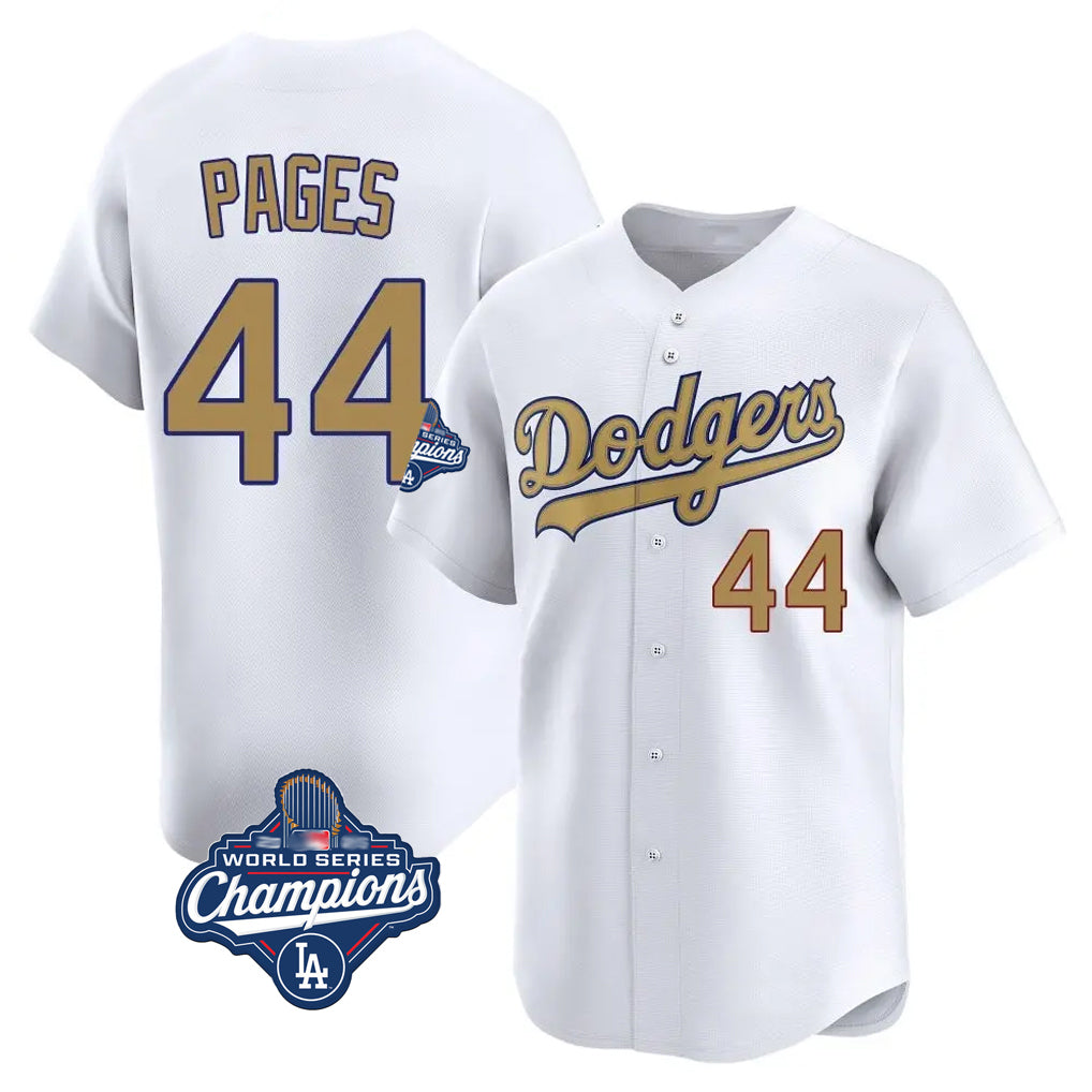 STECN LA.Dodgers #44 Andy Pages Player Gold World Series Meet Collection Limited Home Stitched Jerseys