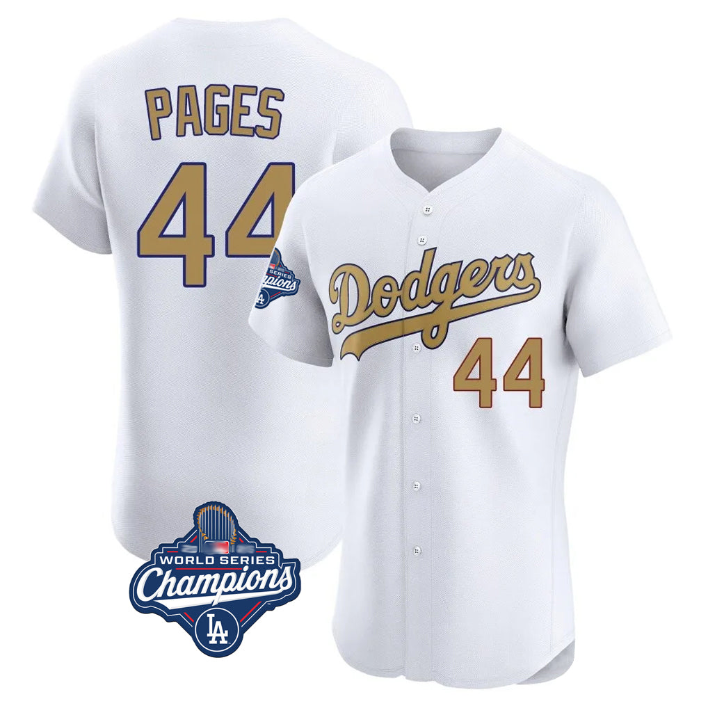 STECN LA.Dodgers #44 Andy Pages Player Gold World Series Meet Limited Elite Home Stitched Jerseys