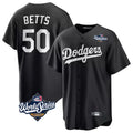 STECN LA.Dodgers #50 Mookie Betts Player Black World Series Carbon Limited Game Stitched Jerseys