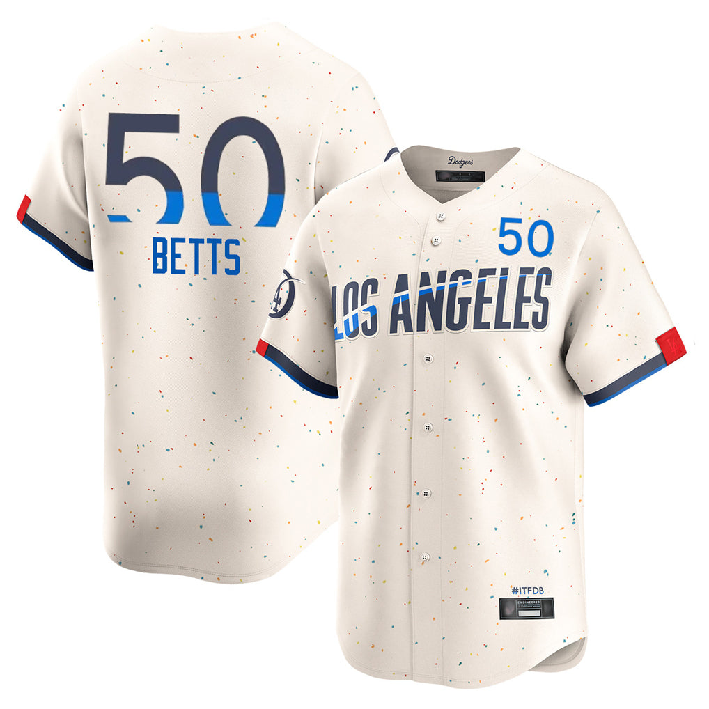 STECN LA.Dodgers #50 Mookie Betts Player Cream City Connect Limited Home Stitched Jerseys