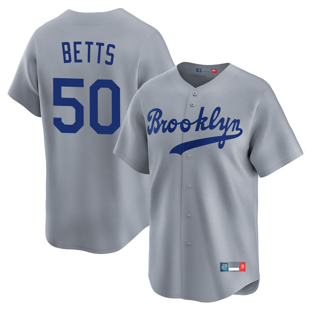 STECN LA.Dodgers #50 Mookie Betts Player Gray Game Limited Home Stitched Jerseys