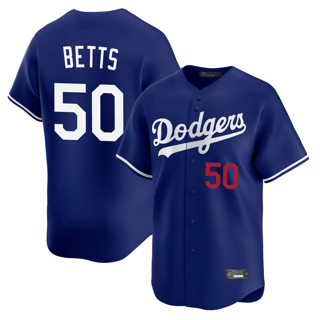 STECN LA.Dodgers #50 Mookie Betts Player Royal Limited Home Stitched Jerseys