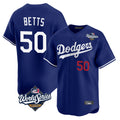 STECN LA.Dodgers #50 Mookie Betts Player Royal World Series Limited Home Stitched Jerseys