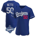STECN LA.Dodgers #50 Mookie Betts Player Royal World Series Meet Limited Elite Home Stitched Jerseys